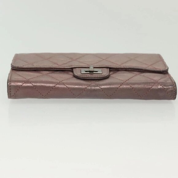 CHANEL 2.55 Matelasse Long Wallet Leather Pink Silver CC Auth 137893 - Picture 7 of 15